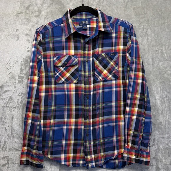 Polo Ralph Lauren Other - Polo Ralph Lauren Boys Large 14-16 Flannel Plaid Button Front Shirt Preppy Blue